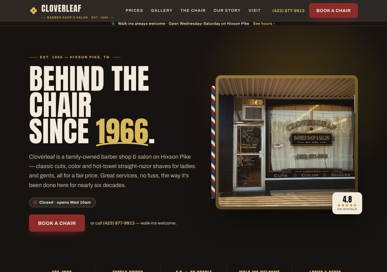 Cloverleaf Barber, GloUp redesign (Barber)