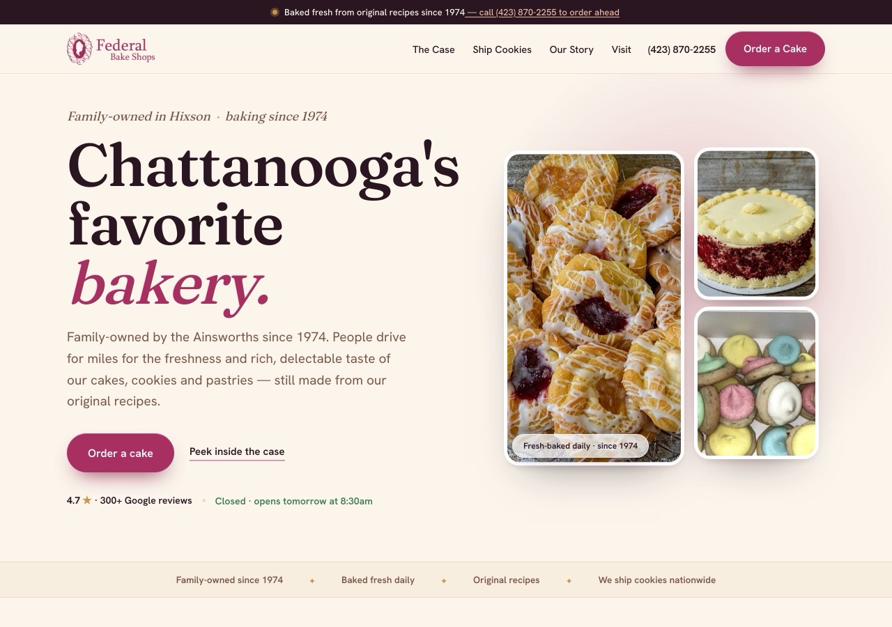 Federal Bake Shop, GloUp redesign (Bakery)