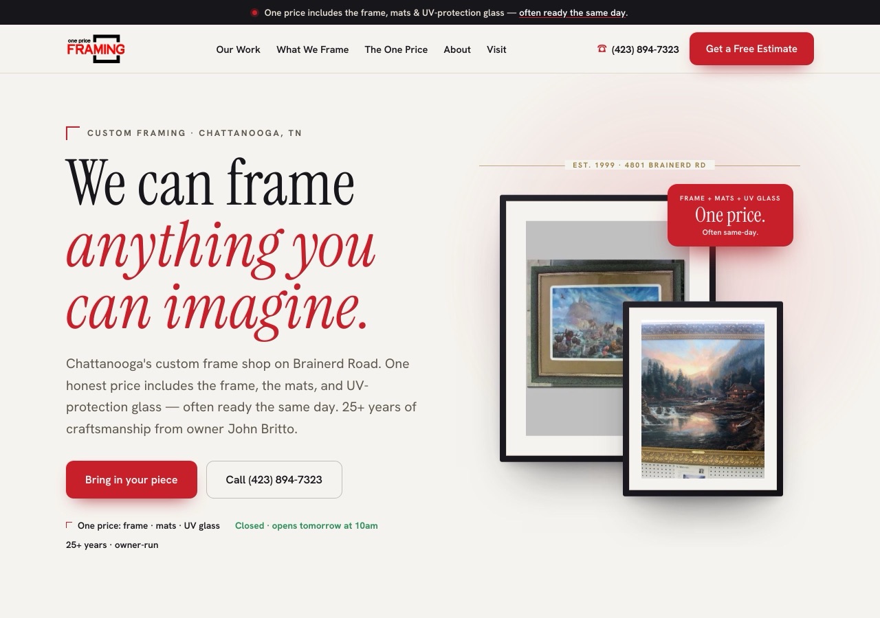 One Price Framing, GloUp redesign (Framing)