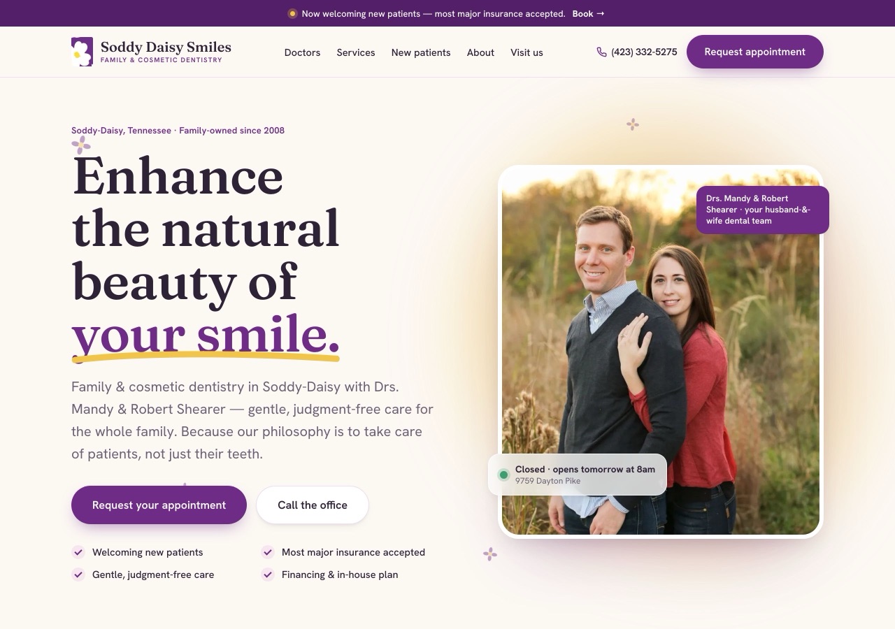 Soddy-Daisy Smiles, GloUp redesign (Dentist)