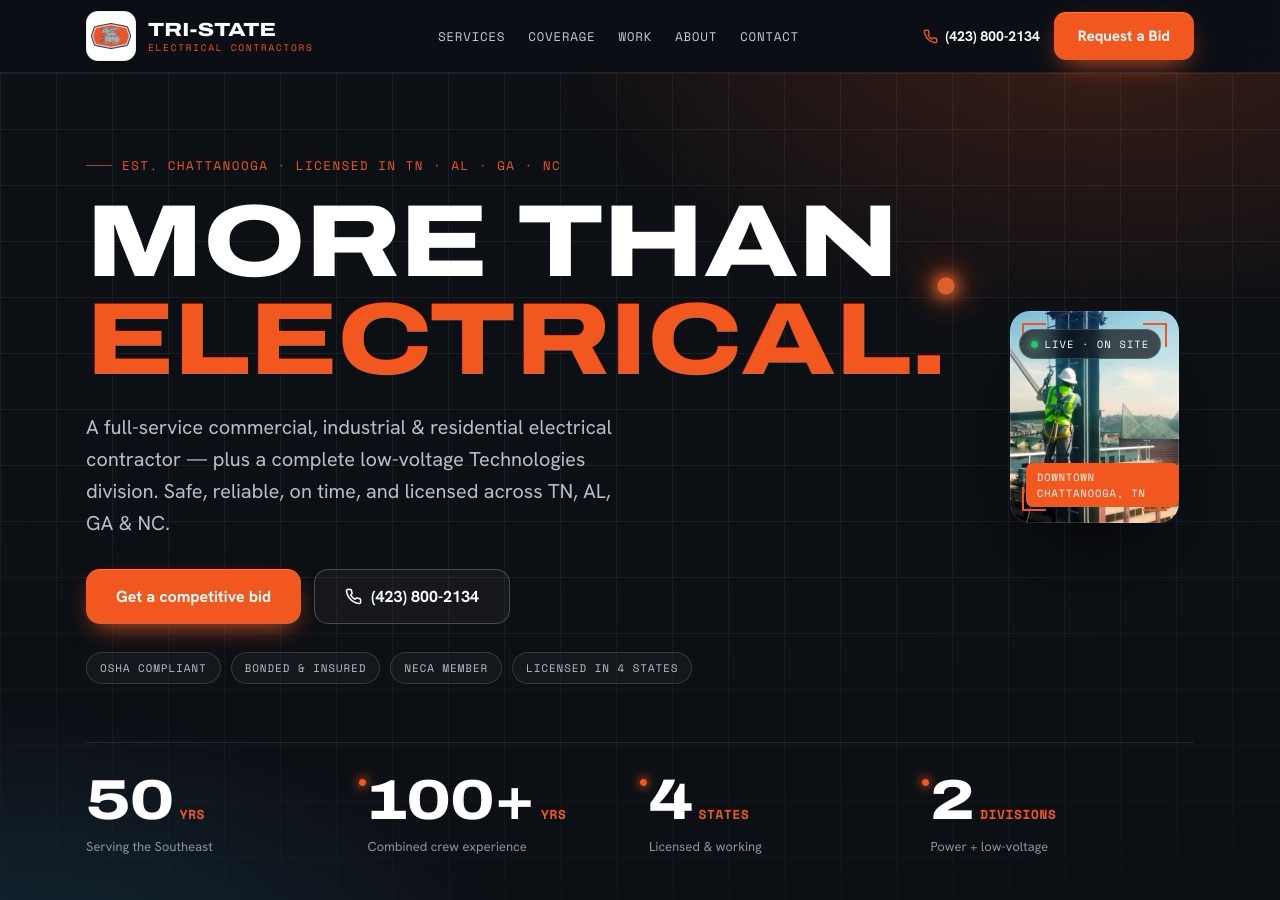 Tri-State Electrical, GloUp redesign (Electrical)